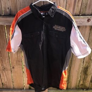 Harley Davidson Mens Size XL Button Down SS Performance Vented Flames Shirt